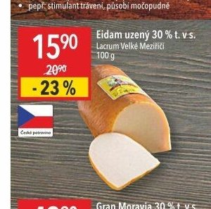 Eidam uzený 30 % t. v s.