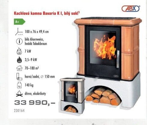 Kachlová kamna Bavaria K I, bílý sokl