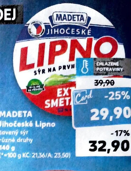 Madeta Jihočeské Lipno tavený sýr