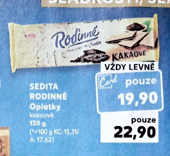Sedita Rodinné Oplatky kakaové