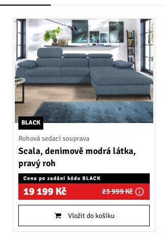 Rohová sedací souprava Scala, denimově modrá látka, pravý roh - ASKO akcniletaky.com