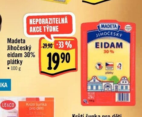Madeta Jihočeský eidam 30% plátky