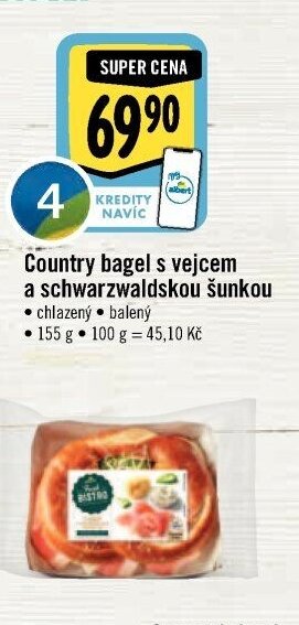 Country bagel s vejcem a schwarzwaldskou šunkou