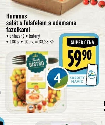 Hummus salát s falafelem a edamame fazolkami