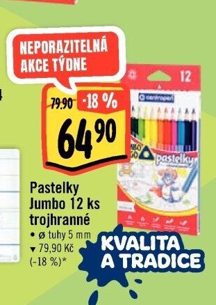 Centropen Pastelky Jumbo 12 ks trojhranné
