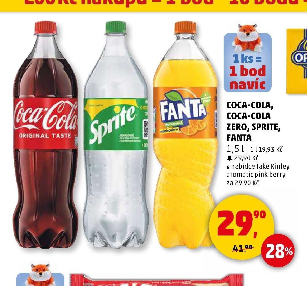 Coca-Cola, Coca-Cola Zero, Sprite, Fanta 1,5 l
