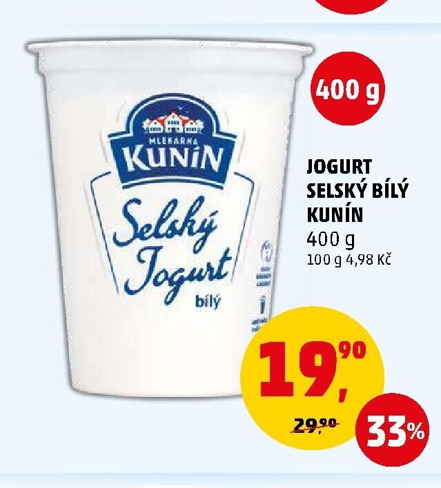 JOGURT SELSKÝ BÍLÝ KUNÍN 400 g