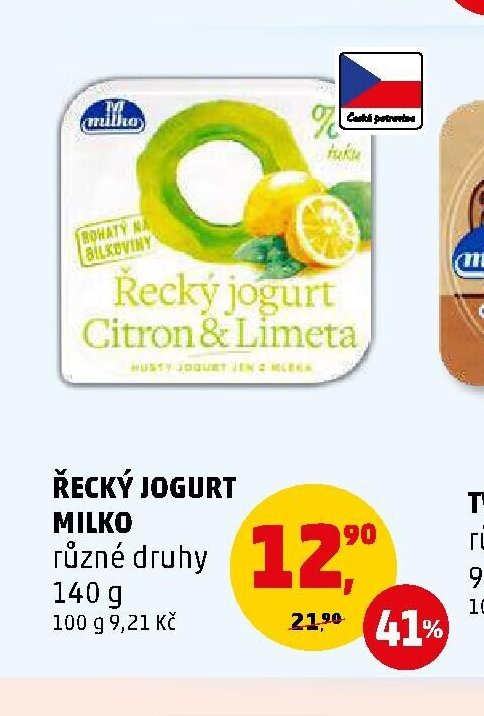 ŘECKÝ JOGURT MILKO různé druhy 140 g