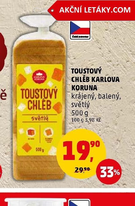 Toustový chléb Karlova Koruna