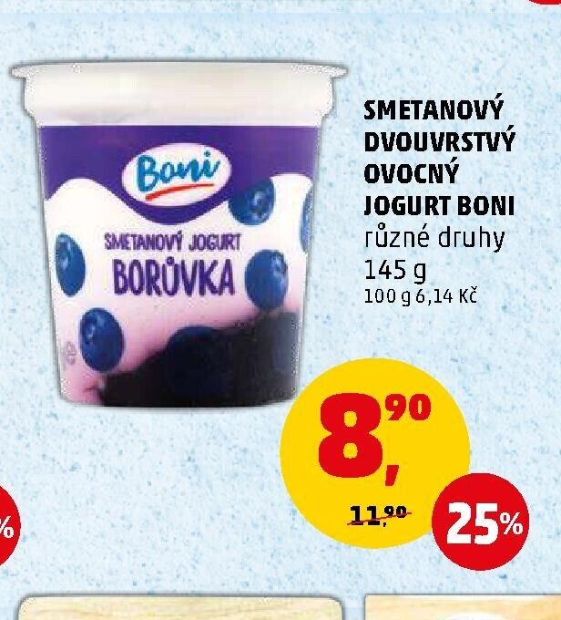 Smetanový dvouvrstvý ovocný jogurt Boni