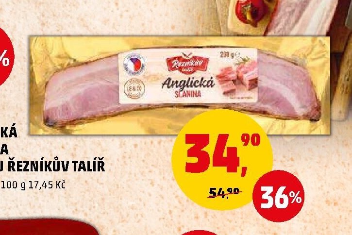 Anglická slanina v celku Řezníkův talíř