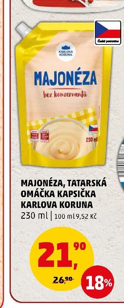 Majonéza, tatarská omáčka Karlova Koruna