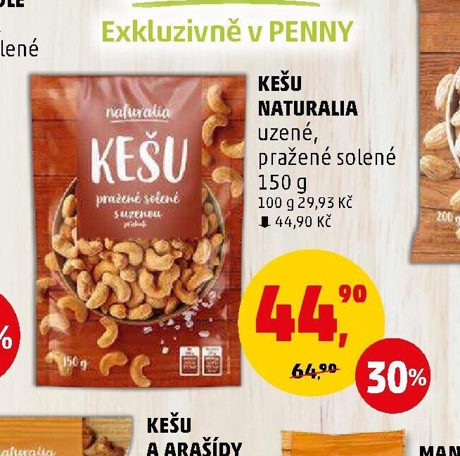 KEŠU NATURALIA uzené, pražené solené 150 g