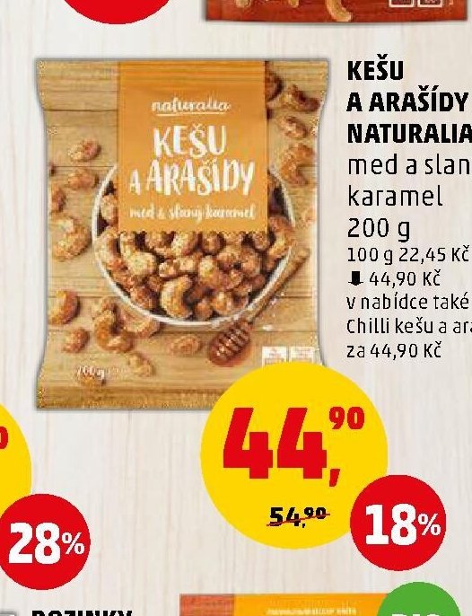 KEŠU A ARAŠÍDY NATURALIA med a slaný karamel 200 g