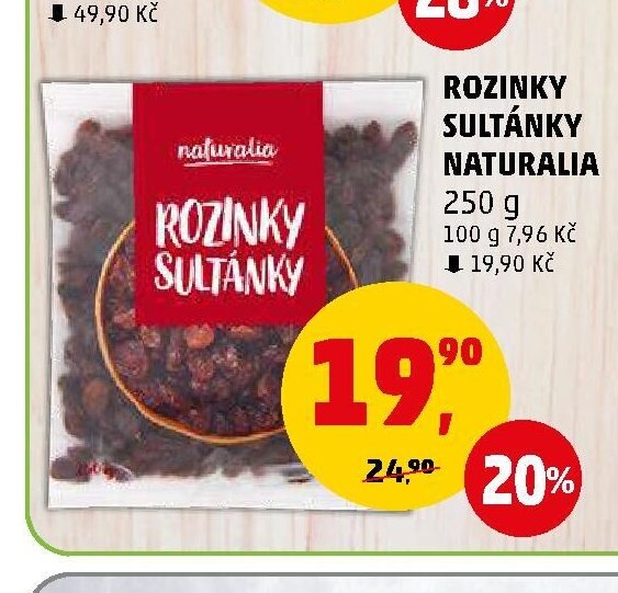 ROZINKY SULTÁNKY NATURALIA 250 g