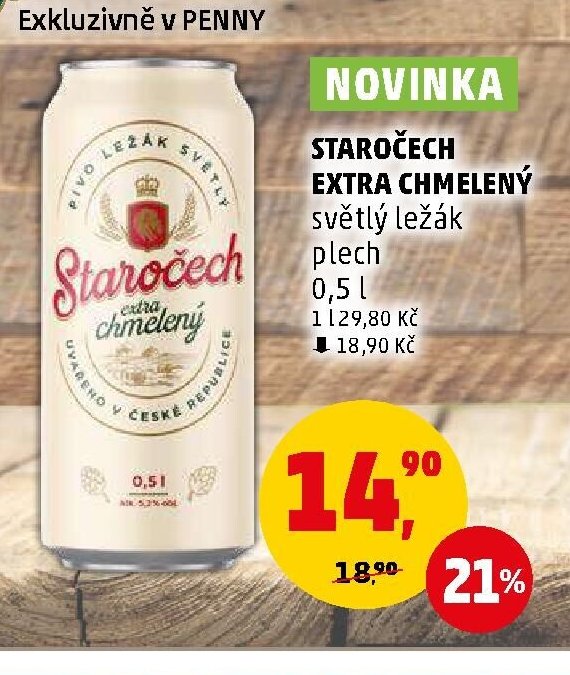 STAROČECH EXTRA CHMELENÝ světlý ležák plech, 0,5 l