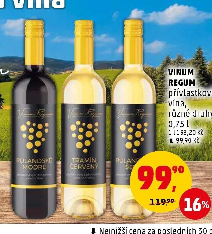 VINUM REGUM přívlastková vína, různé druhy, 0,75 l