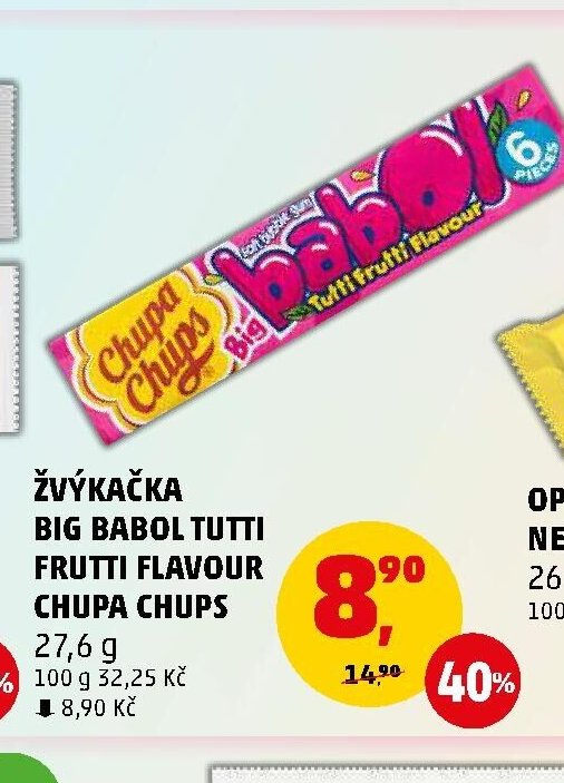 Žvýkačka Big Babol Tutti Frutti Flavour Chupa Chups