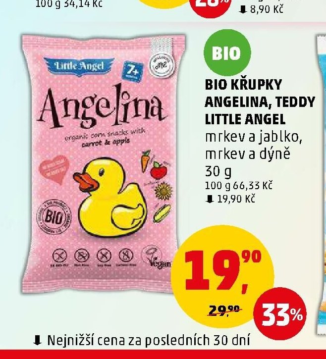 Bio křupky Angelina, Teddy Little Angel mrkev a jablko, mrkev a dýně