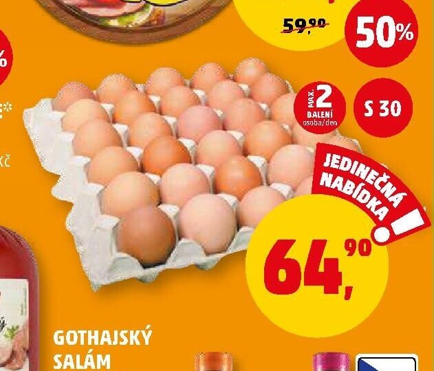Čerstvá vejce velikost S 30 ks