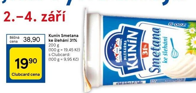 Kunín Smetana ke šlehání 31% 200 g