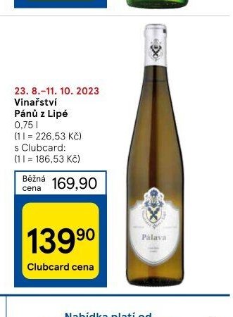 Vinařství Pánů z Lipé 0,75 l