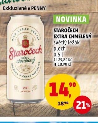 STAROČECH EXTRA CHMELENÝ světlý ležák plech 0,5 l