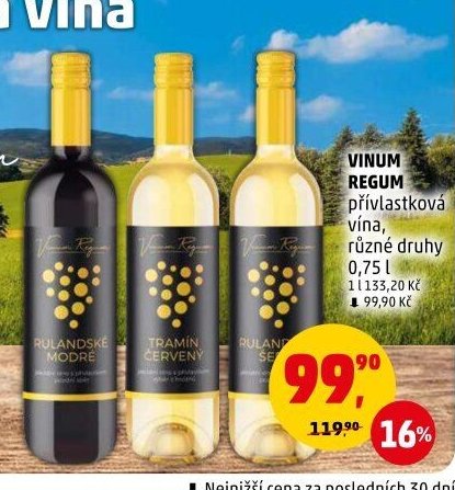 VINUM REGUM přívlastková vína, různé druhy 0,75 l