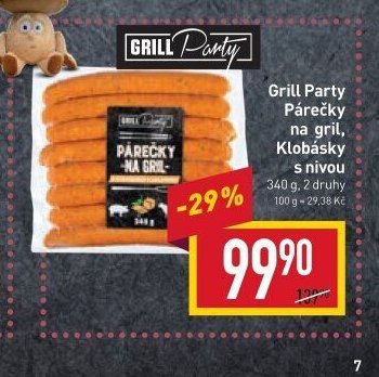 Grill Party Párečky na gril, Klobásky s nivou