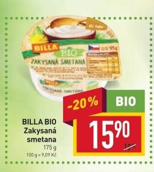 BILLA BIO Zakysaná smetana
