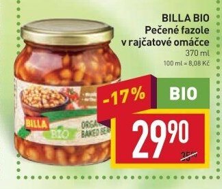 BILLA BIO Pečené fazole v rajčatové omáčce