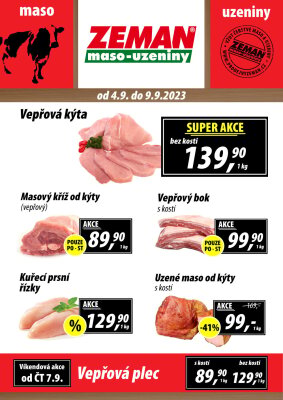 akční leták ZEMAN maso - uzeniny 4.9.2023-9.9.2023