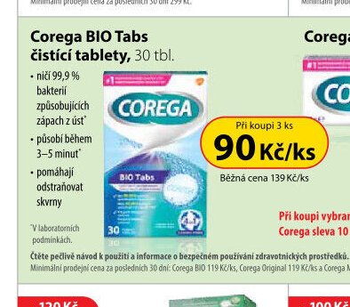 Corega BIO Tabs čistící tablety, 30 tbl.
