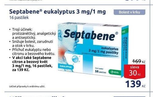 Septabene eukalyptus 3 mg/1 mg 16 pastilek