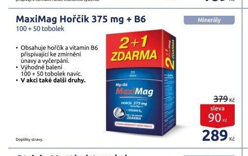 MaxiMag Hořčík 375 mg + B6