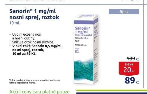 Sanorin 1 mg/ml nosní sprej, roztok