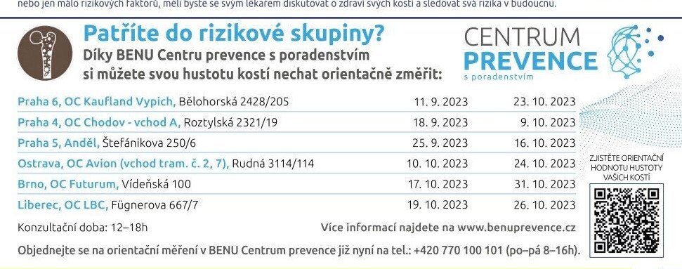 Centrum prevence (orientační měření hustoty kostí)
