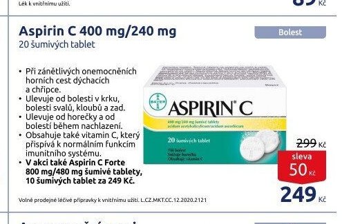 Aspirin C 400 mg/240 mg 20 šumivých tablet