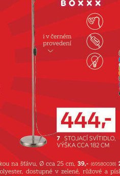 Stojací svítidlo, cca 182 cm