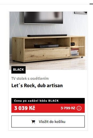 TV stolek s osvětlením Let´s Rock, dub artisan - ASKO akcniletaky.com