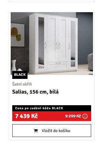 Šatní skříň Salias, 156 cm, bílá - ASKO akcniletaky.com