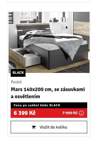 Postel Mars 140x200 cm, se zásuvkami a osvětlením - ASKO akcniletaky.com