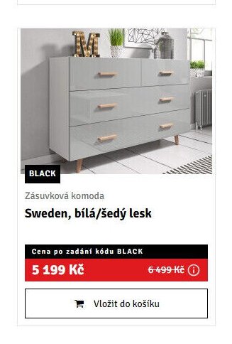 Zásuvková komoda Sweden, bílá/šedý lesk - ASKO akcniletaky.com