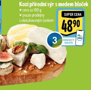 Kozí přírodní sýr s medem bloček