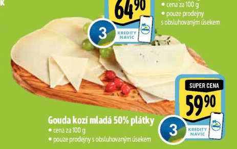 Gouda kozí mladá 50% plátky