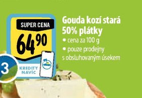 Gouda kozí stará 50% plátky