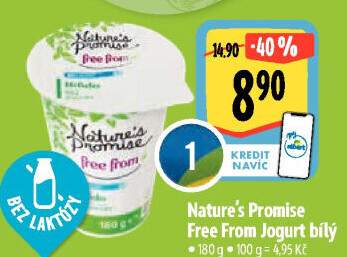 Bílý jogurt bez laktózy Free From Nature'