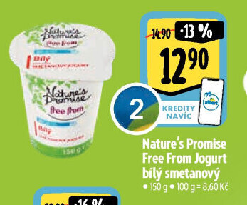 Bílý jogurt smetanový bez laktózy Free From Nature'