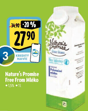 Mléko trvanlivé bez laktózy Free From Nature'