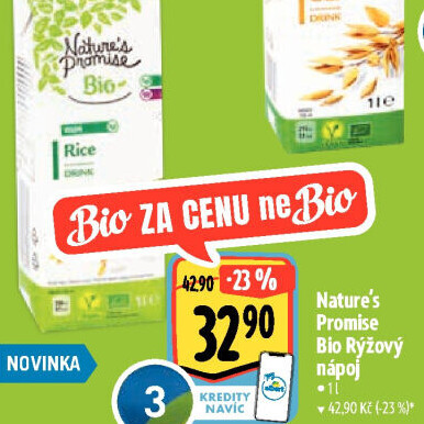 Rostlinný nápoj rýžový bio Nature'